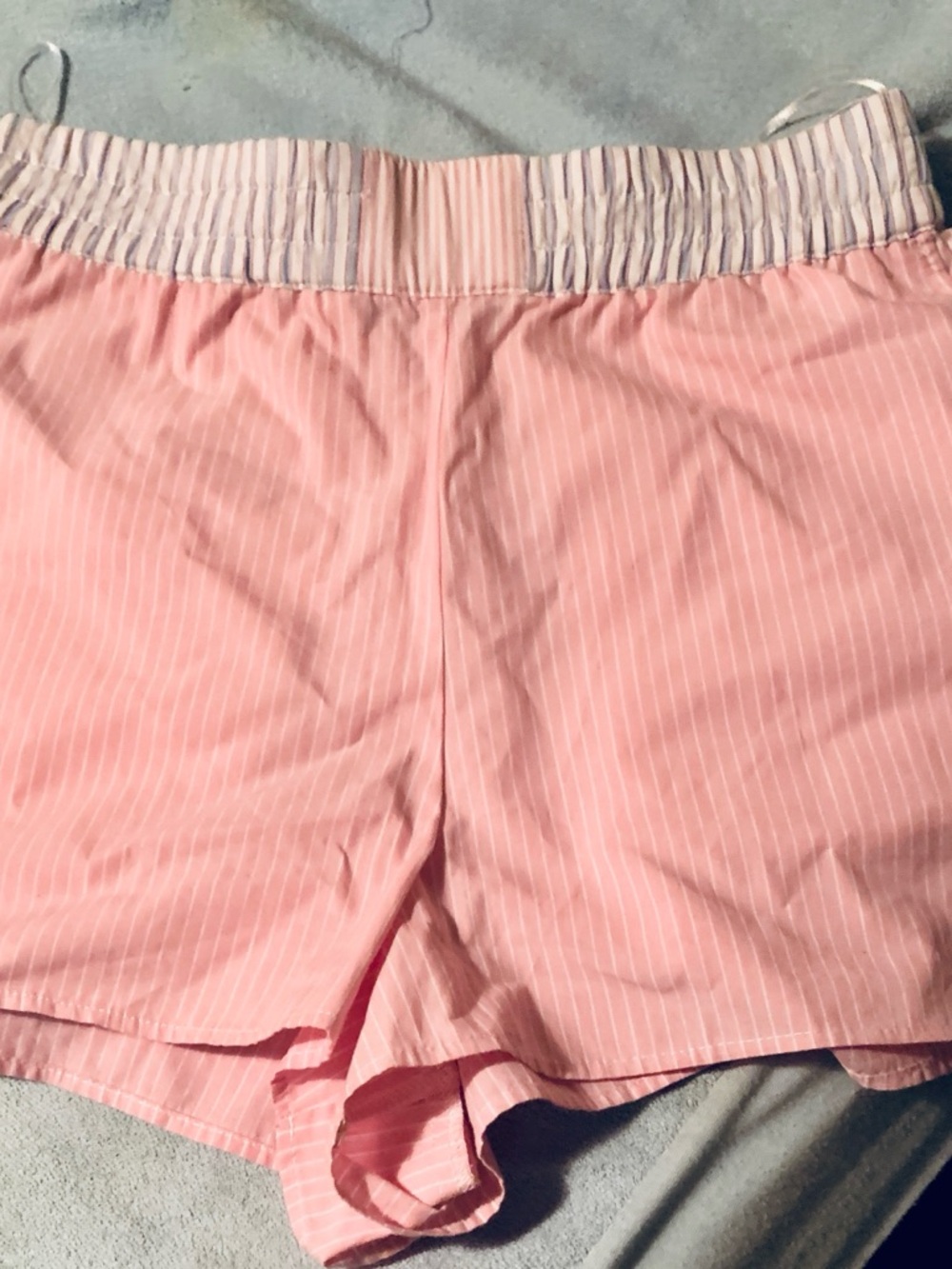 Zara Pink Pinstripe Elastic Waist Shorts